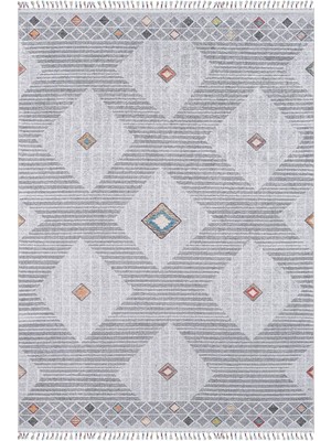 Hali.Net 80x200 cm Gri Açık Gri Baklava Modern Geometrik Halı | Mutfak Koridor Halısı | Hav Vermez Hipoalerjenik | HALN-HLN5039