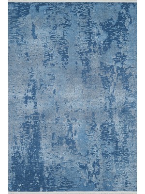 Halınet Pakpattan Mavi Modern Etnik Desenli Makinada Yıkanabilir Hav Toz Vermez Leke Tutmayan Kaymaz Taban Dijital Makine Baskı Salon Yolluk Mutfak Halı