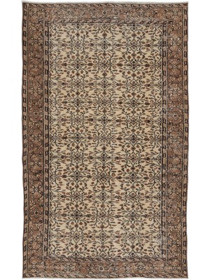 Hali.Net Girit Kahverengi Geometrik Yün Modern Desenli Yün Hav Toz Vermez Leke Tutmayan Salon Yolluk Mutfak El Dokuma Halı