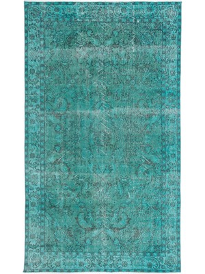 Hali.Net 165x283 cm Bej Turkuaz Bitkisel Vintage Eskitme Halı | Salon Yatak Odası Halısı | Hav Vermez | UNİQUE-15940