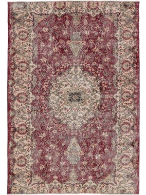 Hali.Net 173x255 cm Mavi Bordo Bitkisel Geleneksel Medalyonlu Halı | Salon Yatak Odası Halısı | Hav Vermez | UNİQUE-14159