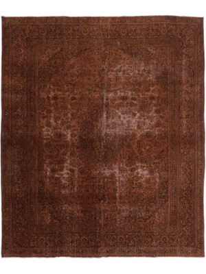 Hali.Net 294x350 cm Bordo Kiremit Çiçekli Vintage Oryantal Halı | Salon Yatak Odası Halısı | Hav Vermez | UNİQUE-16631