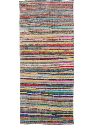Hali.Net 147x338 cm Çok Renkli Atina Anadolu Yün Halı | Salon Yatak Odası Halısı | Doğal Yün El Yapımı El Dokuma Hav Vermez | UNİQUE-32115