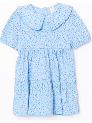 Lcw Kids Mavi Bebe Yaka Kız Çocuk Elbise