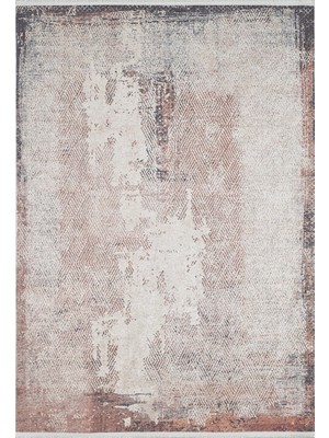 Hali.Net 120x300 cm Turuncu Bej Geometrik Modern Soyut Halı | Salon Yatak Odası Halısı | Hav Vermez Hipoalerjenik | HALN-HLN1691