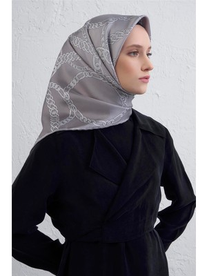 Armine Geometrik Desenli Saf Ipek Twill Eşarp 9427D 88