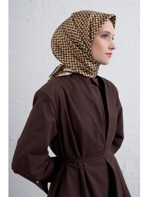 Armine Geometrik Desenli Saf Ipek Twill Eşarp 9417D 09