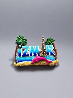 Izmir Temalı Kabartmalı Polyester Magnet. 8cm x 5cm.