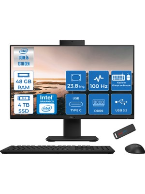 Asus V440VAK Intel Core İ5-13420H 48GB Ddr5 4tb SSD 23.8" Fhd 100HZ 250NITS Freedos Siyah Allınone Bilgisayar BSI58512B0DF25+ZETTAUSBBELLEK