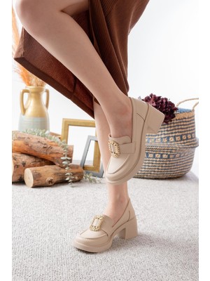 Kadın Aria Toka Detaylı 6 cm Topuklu Lofer Ayakkabı