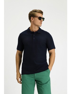 Slim Fit Dar Kesim Pamuk Cepli Polo Yaka Tişört