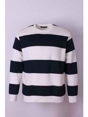 Trender  Beyaz-Lacivert Erkek Sweatshirt 5790-1