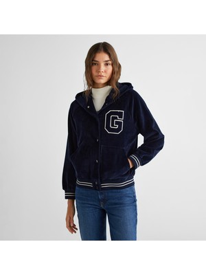 Gant Kadın Lacivert Relaxed Fit Kapüşonlu Logolu Sweatshirt
