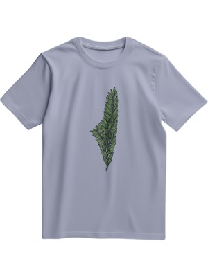 Kısa Kollu Zeytin Dalı Ile Filistin Haritası Dijital Baskılı Unisex Filistin Tişört S - 2xl T300026