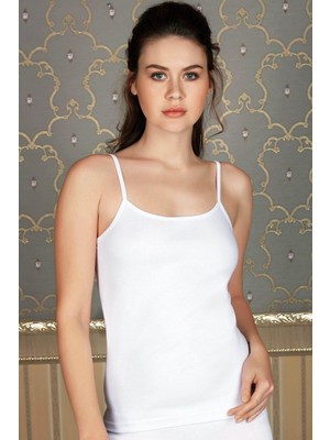 Likralı Pamuklu Ip Askılı Beyaz Atlet