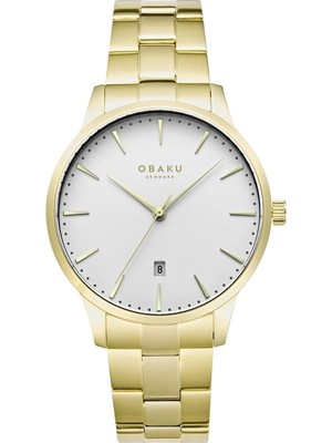 Obaku Denmark V247XDGISG Quartz Çelik Altın Rengi Beyaz Kadran Safir Cam 42 mm Erkek Kol Saati