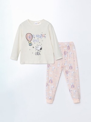 Lc Waikiki Yeni Sezon Bisiklet Yaka Snoopy Baskili Kiz Cocuk Pijama Takimi - S54416Z1