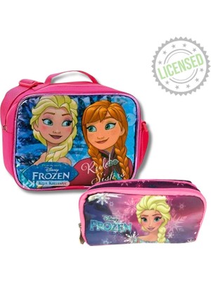 Disney Frozen Lisanslı Beslenme Çantası ve Kalemlik Seti - Elsa & Anna Desenli Kız Çocuk Okul Seti