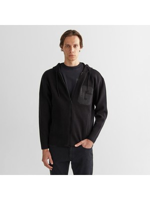Gant Erkek Siyah Regular Fit Kapüşonlu Logolu Hırka