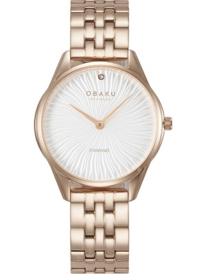 Obaku Denmark V297LXVISV Quartz Çelik Rose Beyaz Kadran Safir Cam 32 mm Kadın Kol Saati