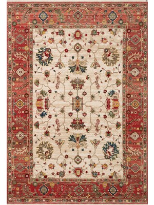 Kybele 04 Cream Red Xw Otantik ve Klasik Desenli, Sıcak Renk Tonlarına Sahip Makine Halısı