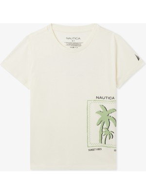Nautica Erkek Çocuk Krem Regular Fit Baskılı T-Shirt