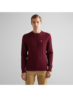 Gant Erkek Bordo Regular Fit Bisiklet Yaka Kazak