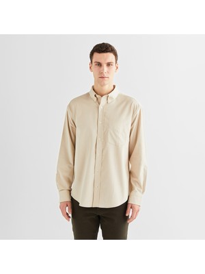 Gant Erkek Bej Relaxed Fit Düğmeli Yaka Gömlek
