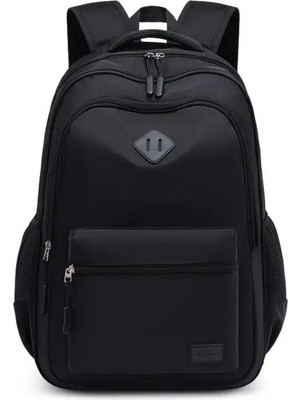 3 Bölmeli Unisex Siyah Renk Laptop Okul Kurs Kamp Seyehat Gezi Günlük Kullanım Sırt Çantası