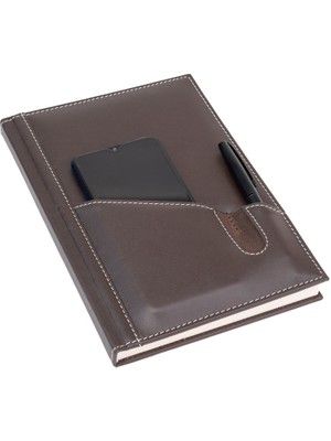 2K 2027 YENİ YIL Tarihli Ajanda 17x24 cm. Deri Telefon Kılıflı Kapak Kahve