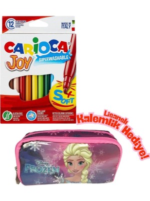 Frozen Lisanslı Kalemlik Hediyeli - Carioca Joy 12 Renk Yıkanabilir Keçeli Kalem Seti