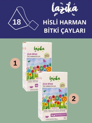 Lazika (2'Lİ SET ) Avantajlı Çilek Rüyası Bitki Çay Seti-18'li PLA Piramit Poşet, Kafeinsiz, Çocuk Çayı
