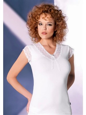 Kadın Dantelli Taşlı Yarım Kollu Atlet B636