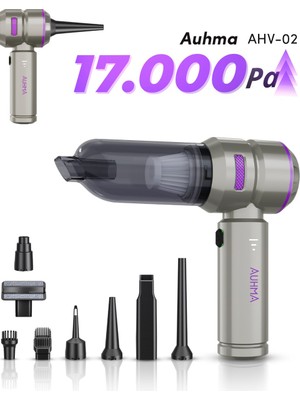 Auhma Ahv-02 Kablosuz Araç Içi Süpürge 17000PA Güçlü Vakum ve Üfleme Özellikli 3 Kademeli