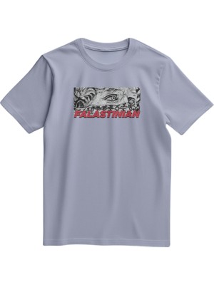 Unisex Kısa Kollu Falastinian ve Zincirli Gözler Baskılı Tişört S - 2xl T300029