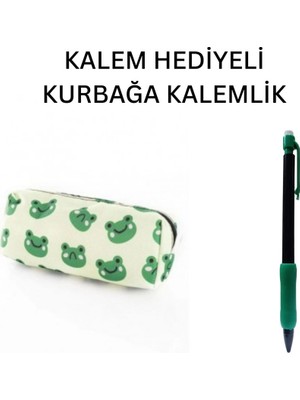Yeşil Kurbağa Tatlı Kalemlik - Okul Kalemliği-Makyaj Çantası ve Hediye Kalem