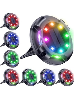 Güneş Enerjili 8+4 Led'li Bahçe Çimine Balkon Yol Üstüne Kazıklı Dekor Aydınlatma Işık