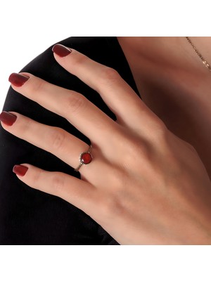 Atelier Leo Handmade Jewellery Harmoni Tektaş Kırmızı Bakır El Yapımı Kristal Taşlı Kararma Yapmaz Kadın Yüzük Kutulu