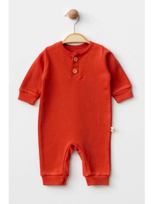 Yaka Düğmeli Organik Tulum Kiremit