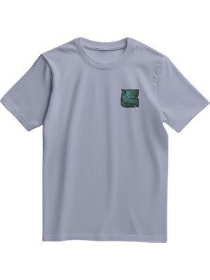 Unisex Kısa Kollu Güvercin ve Antik Kolaj Baskılı Tişört S - 2xl T300032