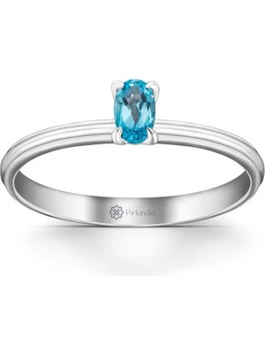 Pırlandia 0,30 Karat Blue Topaz Tektaş Yüzük