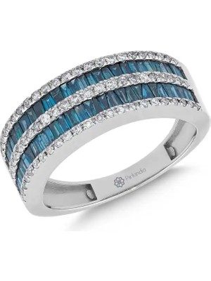 Pırlandia 1,10 Karat Mavi Pırlanta Baget Yüzük