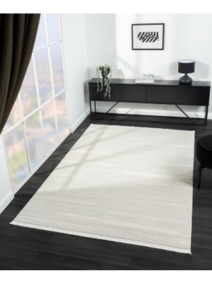 Feel FL005A Beyaz Halı Modern Desen Akrilik Tozu Az Pamuk Taban Salon Halısı Yatak Odası Koridor