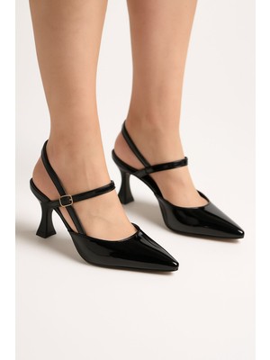 Kadın Topuklı Bantlı Stiletto Ayakkabı Siyah