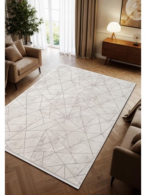 Porto PP002A Beyaz Akrilik Halı Yumuşak Dokulu Pamuk Taban Tozu Az Salon Yatak Odası Mutfak Koridor