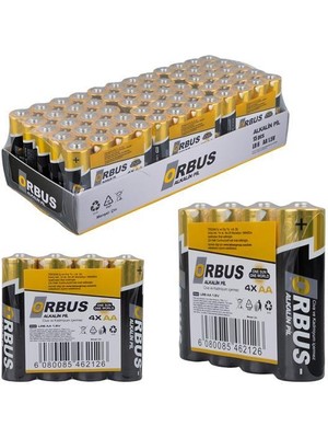 Orbus KLRORB-LR06-4B 1.5V Aa 60 Adet 4'lü Paket Alkalin Kalem Pil