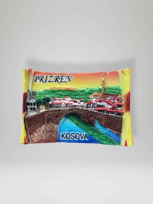 Prizren ( Kosova ) Temalı Polyester Kabartma Magnet Buzdolabı Süsü Krem