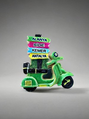 Alanya / Side / Kemer / Antalya Temalı Kabartma Polyester Magnet. 6,5cm x 6,5cm. Yeşil