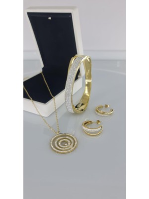 Elit Gold Çelik Takı Seti düğün doğum günü Günlük Kombimi kararmaz 