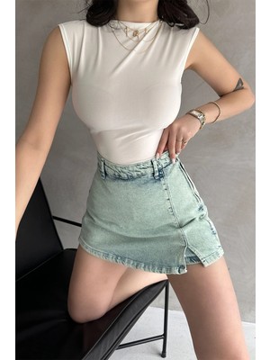 Sırt Dekolteli Buzzy Kadın Bluz Beyaz